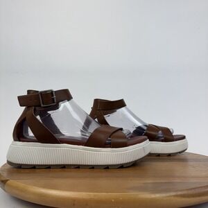 New NWOB Womens Mia Hana Brown Faux Leather Strappy Platform Sandals Size 8.5 M‎